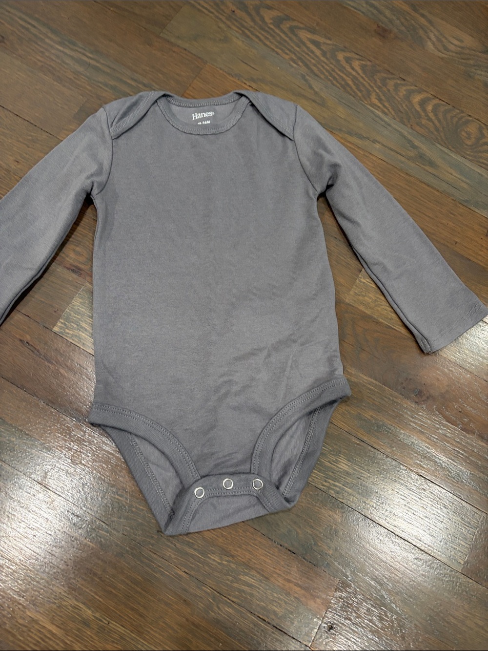 Hanes Long-Sleeve Baby One-Piece Bodysuit in Gray